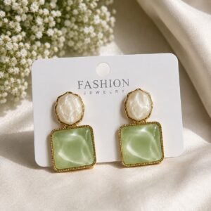 Korean Green Studs for Girls || Green Korean Earring for Women