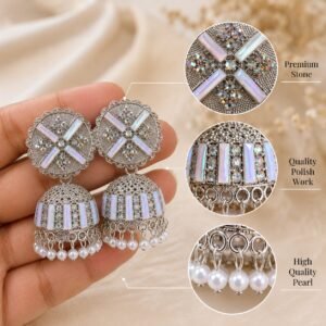 Trendy White Jhumka for Women Daily Wear Jhumka for Girls Ad White Jhumka Earring for Ladies Indian White Jhumka Earring for Girls New Design Pearl Earring for Wedding